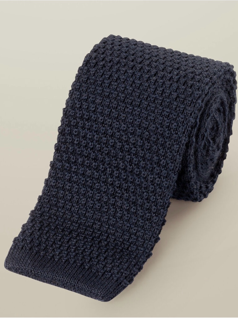Wool Knit Textured Men's Tie in Navy Blue